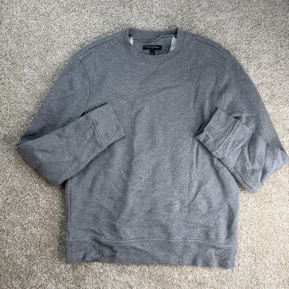 Banana Republic Sweatshirt Mens Large Gray Fleece Pullover Crewneck Sweatshirt
